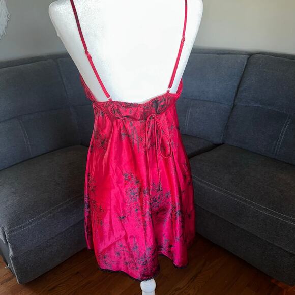 Y2k vintage satin red goth babydoll slip dress sz m - Picture 2 of 6